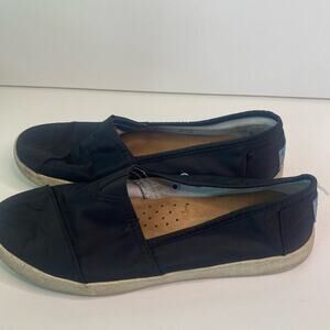 TOMS Black Canvas Slip On Shoes Women's 6.5